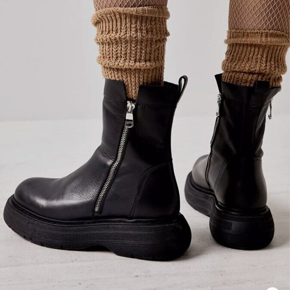 Free People Shoes - FREE PEOPLE Mara Zip Moto Boots Black size  8.5  NWOB $298